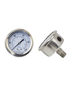 Air Gauge, 2.5" DIA, 0-100 PSI, Dry