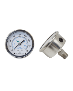 Air Gauge, 2.5" DIA, 0-160 PSI, Dry